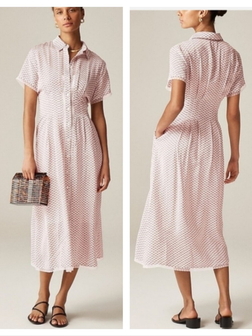 J. Crew Wren lace-trim shirt-dress in glossy twill CK397 Size 18 NO SLIP
